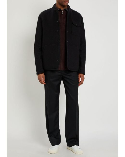 Moncler Black Boiled Wool Overshirt for men