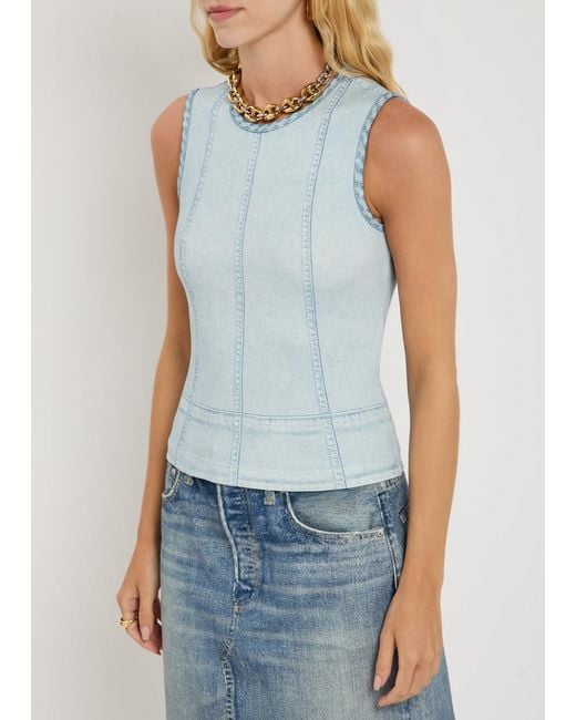 Rag & Bone Blue Mirimar Printed Stretch-Cotton Tank