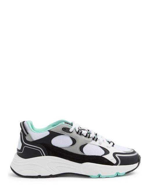 Cleens White Pulse Runner Panelled Mesh Sneakers for men