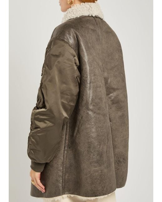 Isabel Marant Brown Evina Shearling-Trimmed Faux Leather Coat