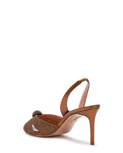 Aquazzura Brown Italian Flirt 75 Embellished Metallic Nappa Sandals