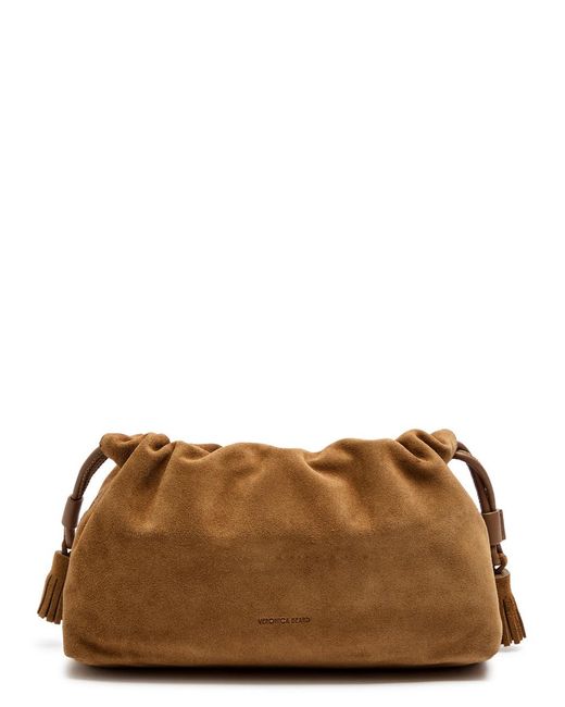 Veronica Beard Brown Small Suede Shoulder Bag