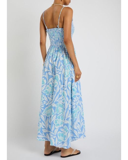 Free People Blue Sweet Nothings Printed Cotton Midi Dress