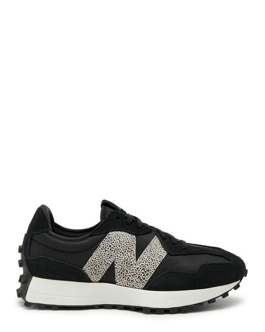 New Balance Black Leopard White 327 Suede And Mesh Low-top Trainers