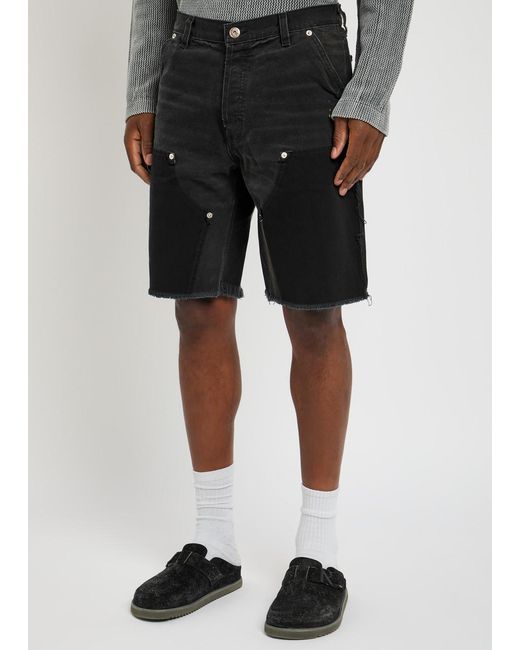 GALLERY DEPT. Black Carpenter Cut Off Canvas Shorts for men