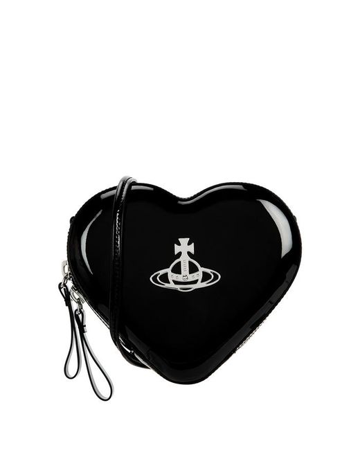Vivienne Westwood Anglomania Johanna Small Heart Leather Cross-body Bag In  Black