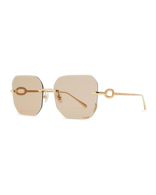 For Art's Sake White Aria Rimless Square-frame Sunglasses