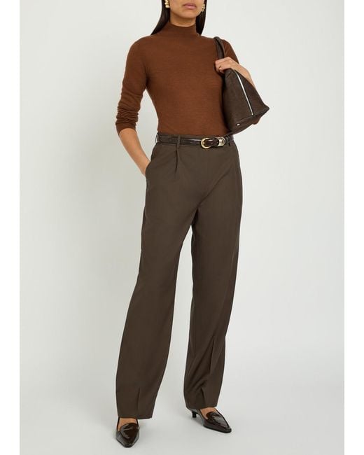 Joseph Brown Mock-Neck Cashmere Top
