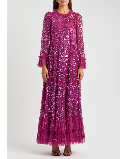Needle & Thread Purple Lisette Tulle Gown