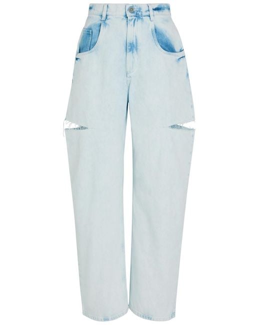 Maison Margiela Blue Cut-Out Wide-Leg Jeans
