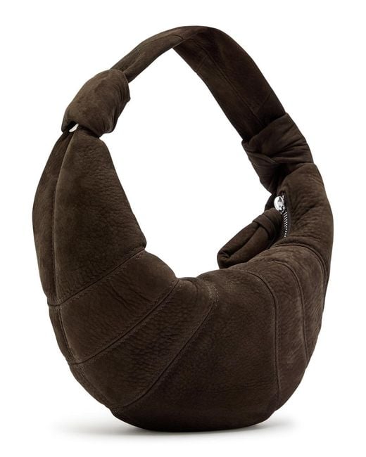 Lemaire Brown Fortune Croissant Mini Nubuck Leather Shoulder Bag