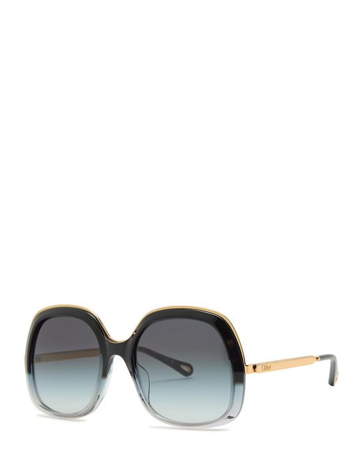 Chloé Gray Oversized Square-Frame Sunglasses