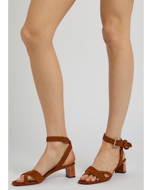 Jimmy Choo Brown Rori 45 Braided Suede Sandals