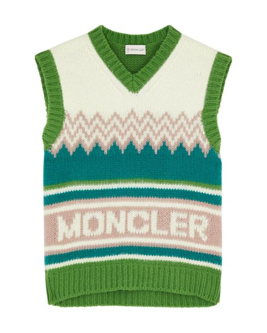 Moncler Green Logo Wool Vest