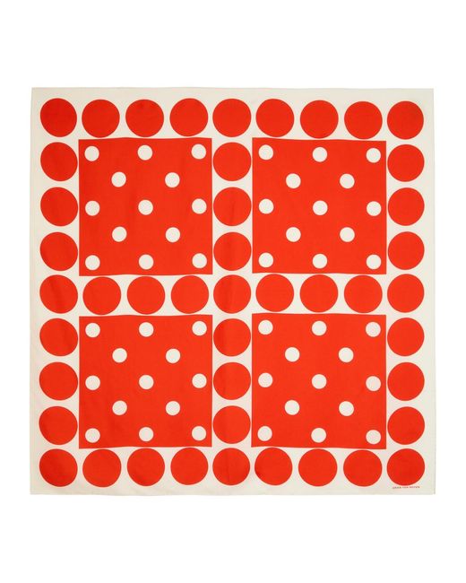 Dries Van Noten Red Patterned Silk Scarf