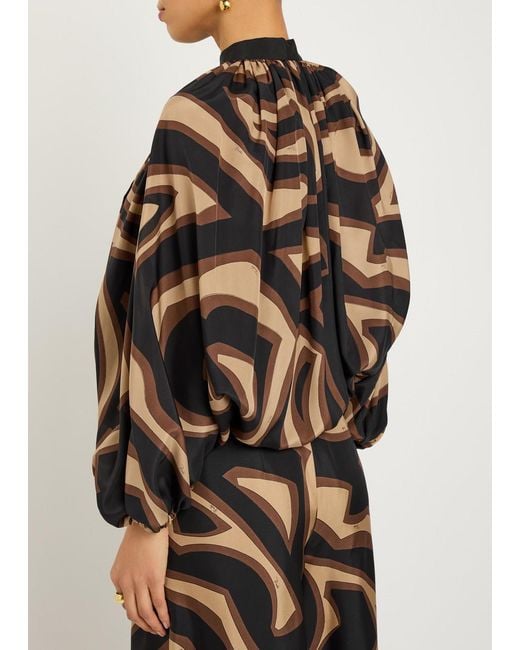 Emilio Pucci Brown Printed Silk Blouse