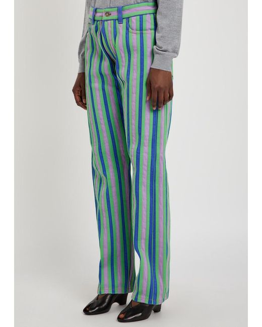 Versace Blue Striped Straight-Leg Jeans