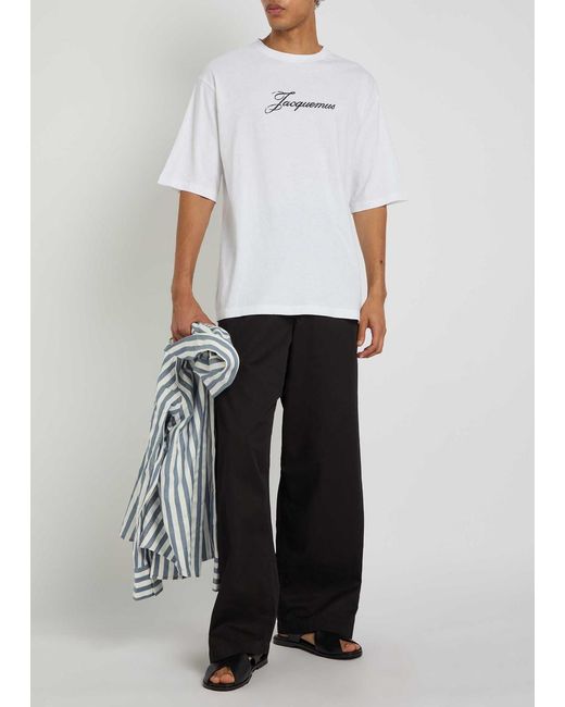 Jacquemus White Le T-Shirt Logo-Print Cotton T-Shirt for men