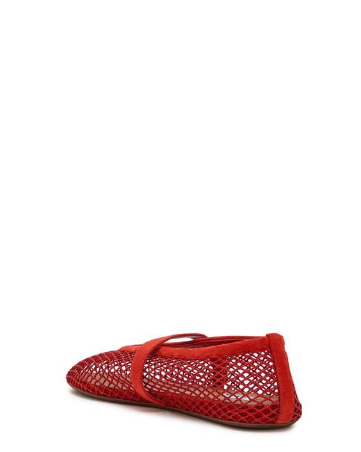 Alaïa Red Mesh And Suede Ballet Flats