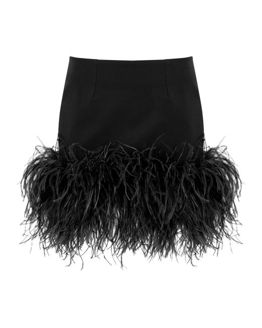 16Arlington Black 16arlington Haile Feather-trimmed Mini Skirt