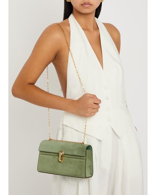 SAVETTE Green Chain Symmetry Suede Pochette