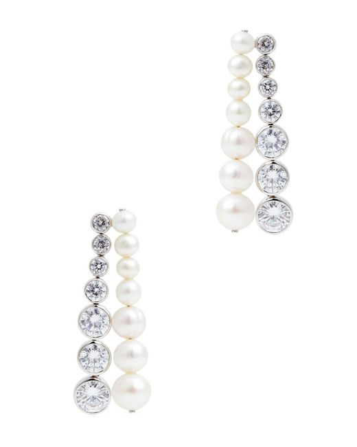 Completedworks White Crystal And Pearl Drop Earrings