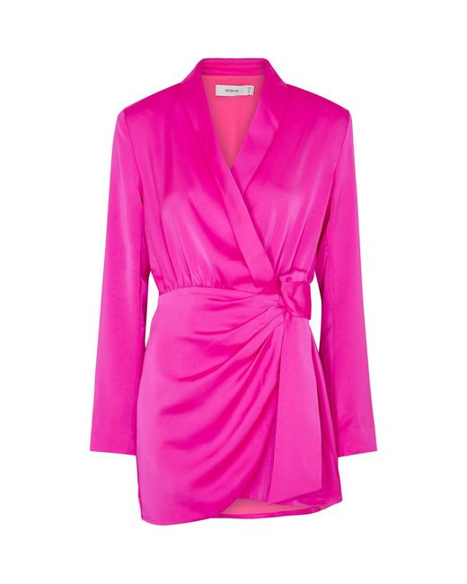 Misha Pink Azera Satin Wrap Dress