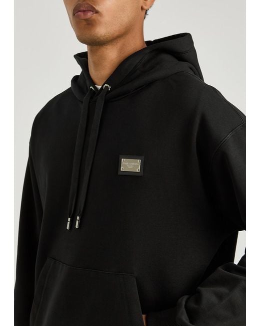 Dolce & Gabbana Black Logo Hooded Cotton Sweatshirt for men