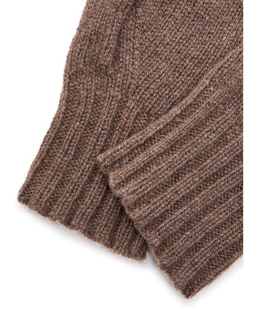 John Smedley Brown Calow Cashmere And Merino-Blend Gloves for men