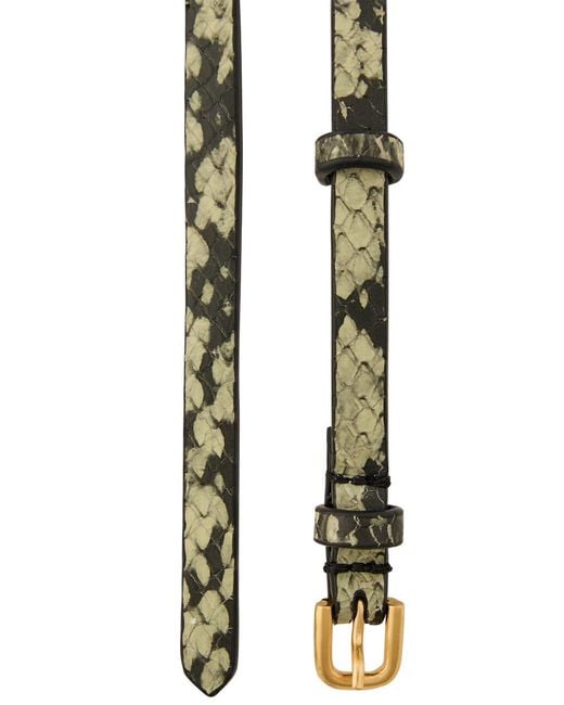 Dries Van Noten White Snake-Effect Leather Belt