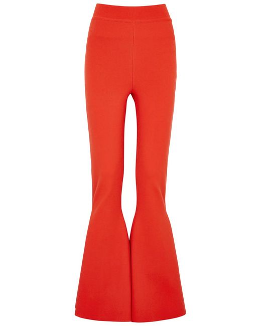 A.W.A.K.E. MODE Red A. W.a. K.e Mode Fla Ribbed-knit Trousers