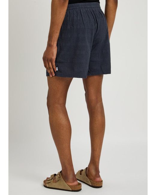 Les Deux Blue Charlie Embroidered Cotton Shorts for men