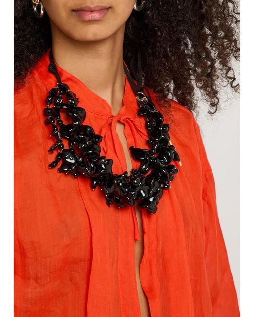 Dries Van Noten Black Clustered Beaded Necklace