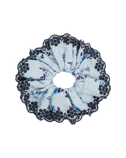 Damson Madder Blue Edge Statement Floral Cotton Scrunchie