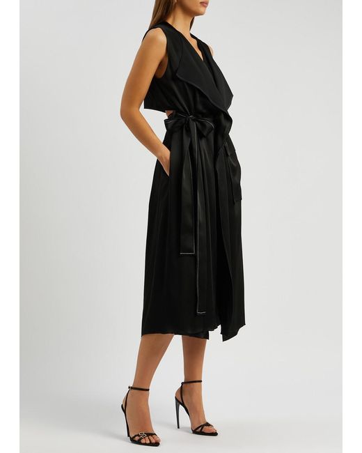 Victoria Beckham Black Trench Satin-crepe Midi Dress