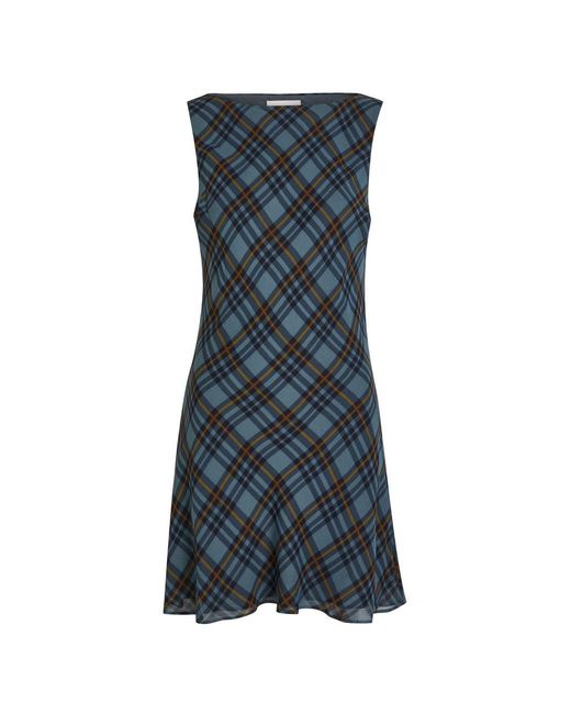 Reformation Blue Dale Plaid-Check Woven Mini Dress
