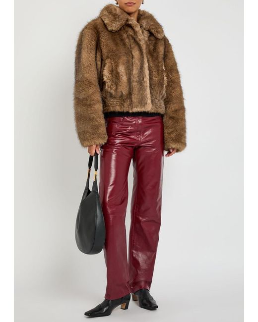 Stand Studio Brown Lena Quilted Faux Fur Jacket
