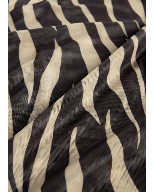 Ronny Kobo Multicolor Krisa Zebra-Print Mesh Maxi Dress