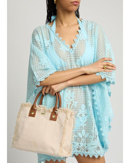 Melissa Odabash Natural Porto Cervo Canvas Top Handle Bag
