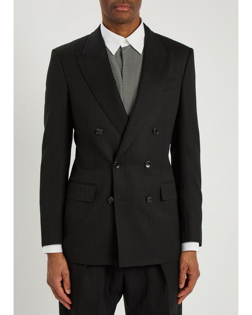 Tom Ford Black Striped Wool Blazer for men