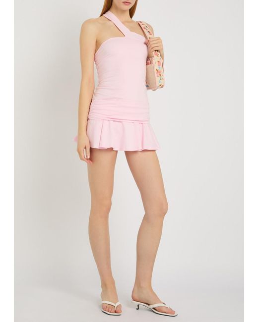 Skims Pink Asymmetric Stretch-Cotton Top