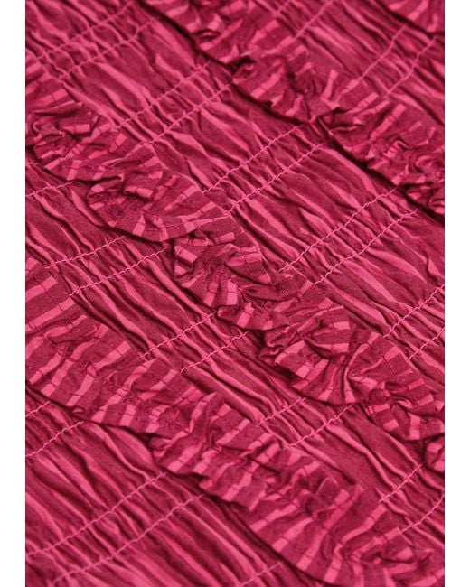 Damson Madder Pink Raphaela Striped Cotton Midi Dress