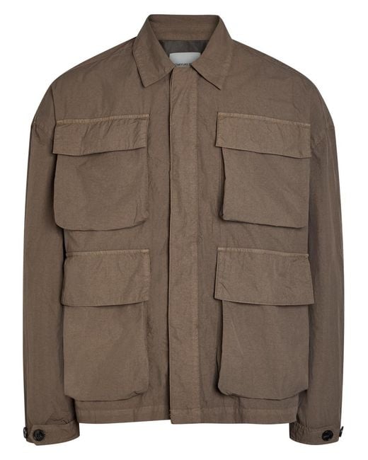 MKI Miyuki-Zoku Brown Crinkled Nylon Overshirt for men