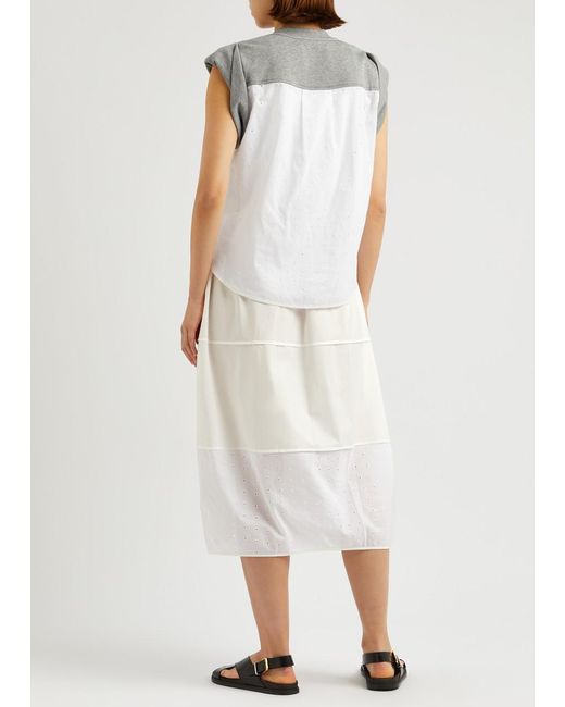 3.1 Phillip Lim Gray Layered Jersey And Cotton-Poplin Midi Dress