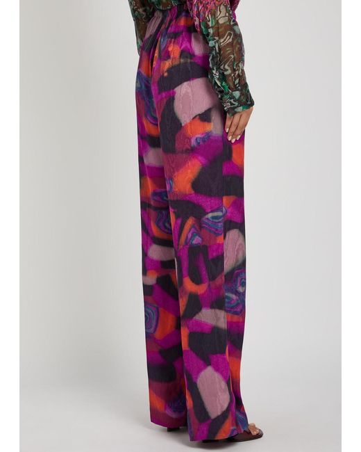 Dries Van Noten Red Puvis Printed Woven Trousers