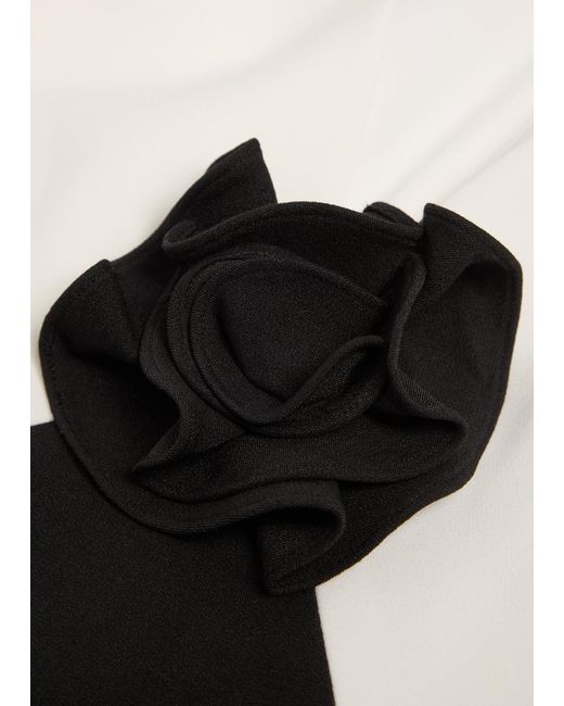 Roland Mouret Black Colour-Blocked Crepe Maxi Dress
