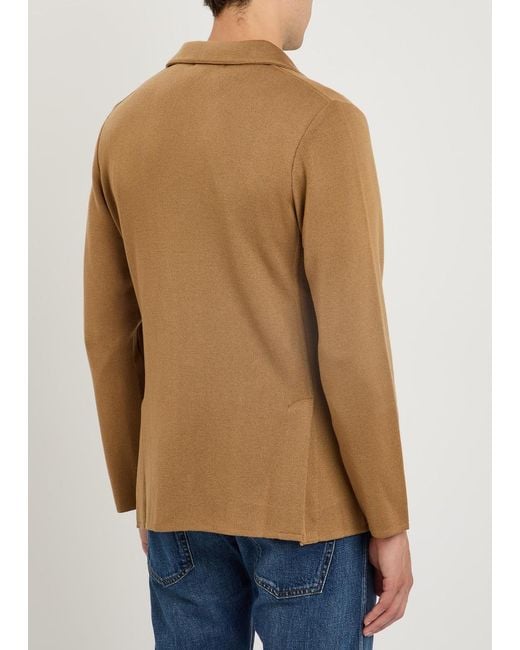 Lardini Brown Fine-Knit Wool Jacket for men
