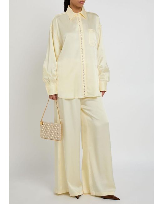 Stella McCartney Natural Faux Pearl-Embellished Satin Shirt