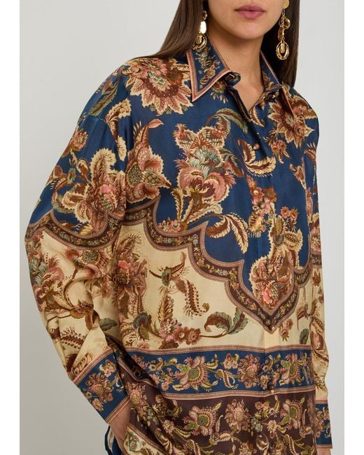 Zimmermann Blue Aster Printed Silk Shirt