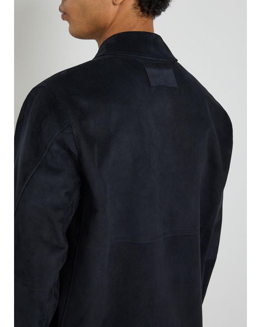 Givenchy Blue Patch Pocket Suede Overshirt for men